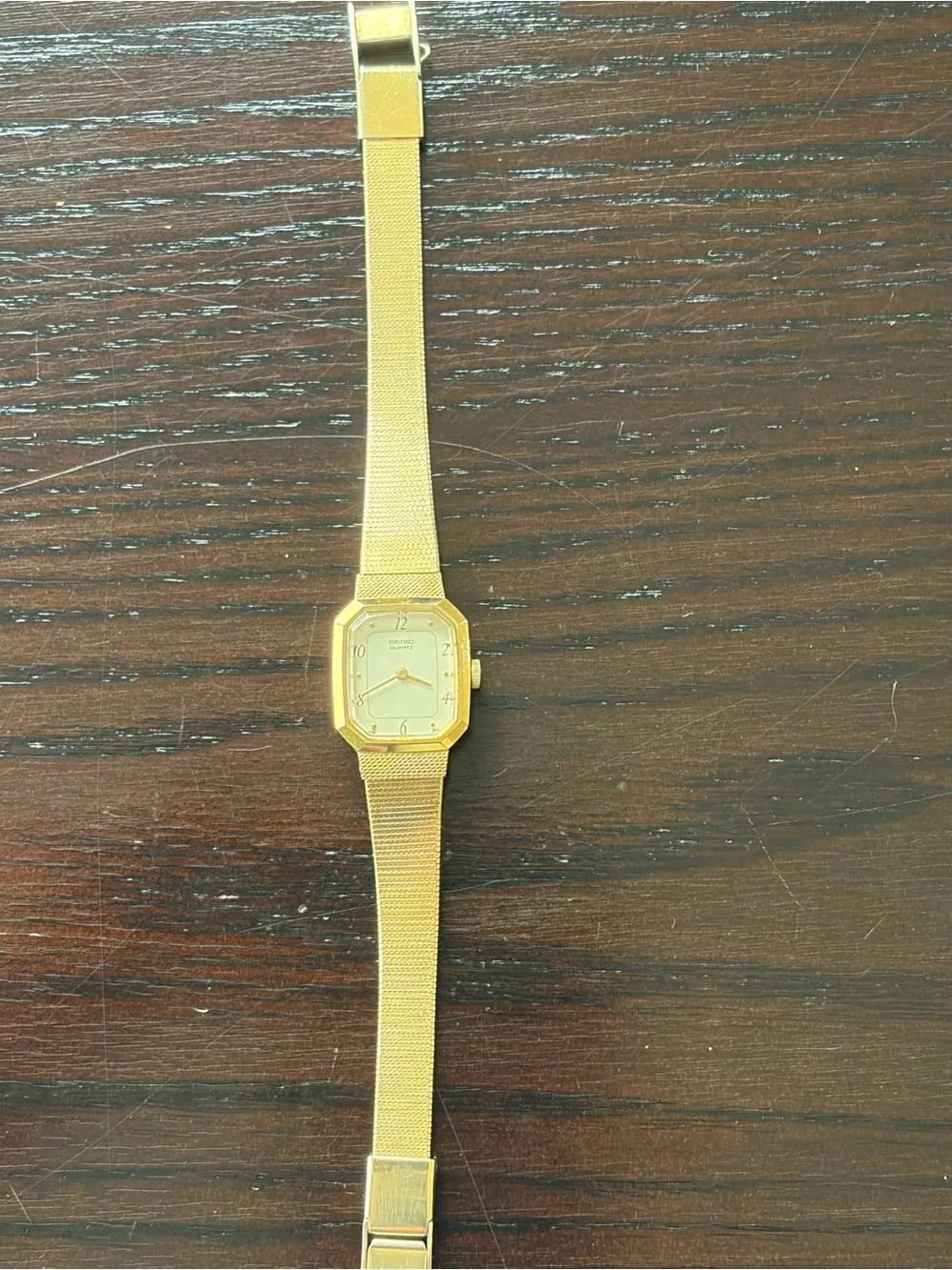 Seiko Gold Tone Octagonal Dress Watch with Cream Dial